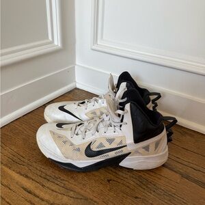 Nike White and Black Sneakers High-Top Basketball Shoes